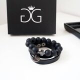 GG UNIQUE BLACK ONYX LEATHER SWAROVSKI CROSS