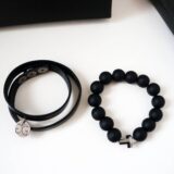 GG UNIQUE BLACK ONYX LEATHER SWAROVSKI CROSS