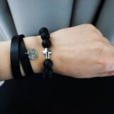 GG UNIQUE BLACK ONYX LEATHER SWAROVSKI CROSS