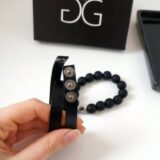 GG UNIQUE BLACK ONYX LEATHER SWAROVSKI CROSS