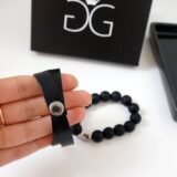 GG UNIQUE BLACK ONYX LEATHER SWAROVSKI CROSS