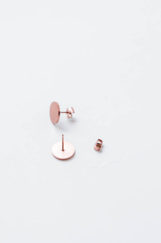 Rose gold plated round minimalist earrings - GG Unique