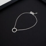 Minimal style silver color karma circle anklet