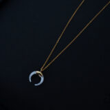 Minimal style stainless steel horn necklace
