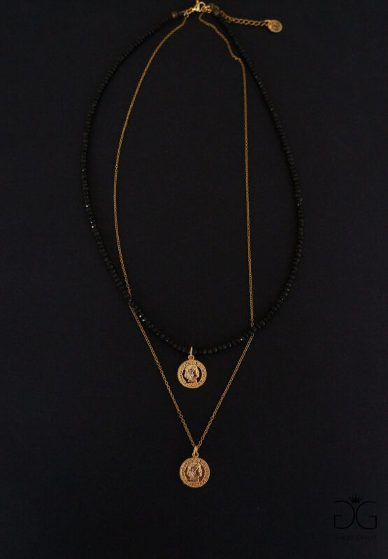 Deep khaki necklace with gold tones - GG UNIQUE