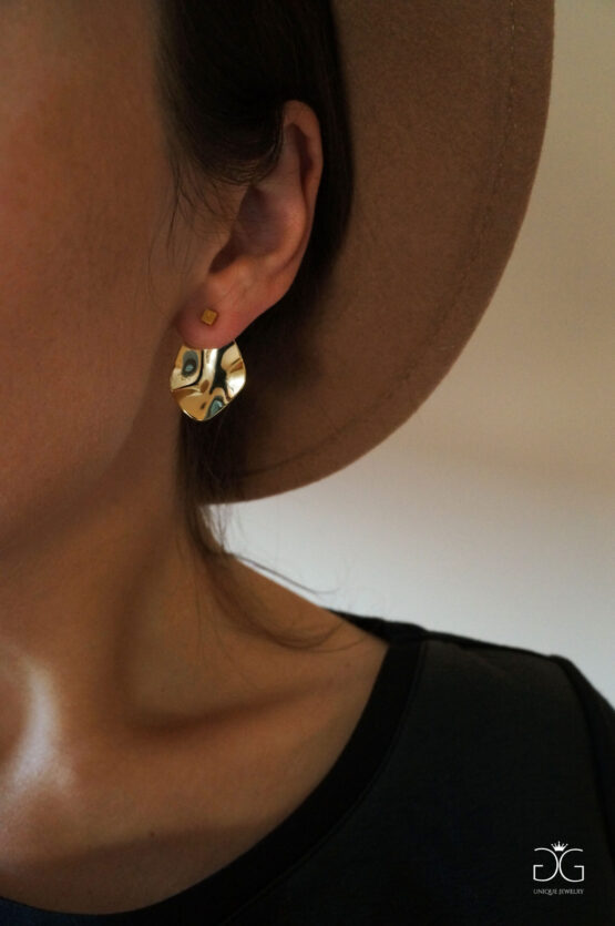 Double sided gold plated cube earrings GG UNIQUE