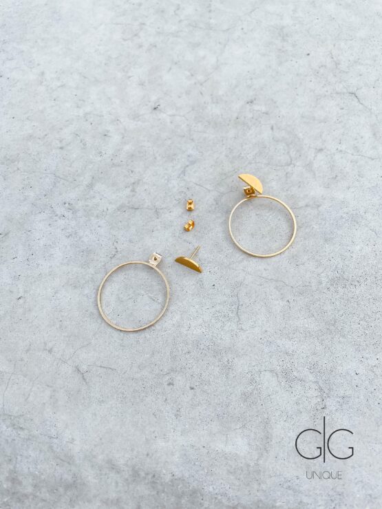 Half moon geometric gold plated double sided earrings - GG Unique