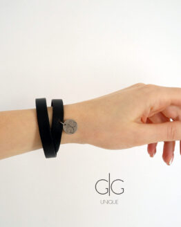 Black double line natural leather bracelet GG UNIQUE