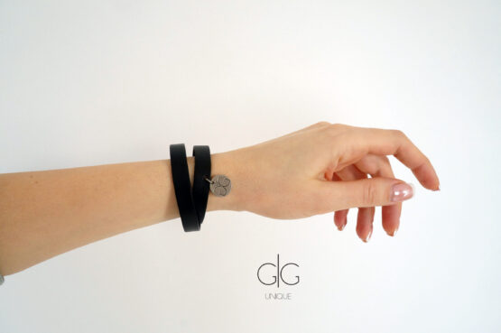 Black double line natural leather bracelet GG UNIQUE
