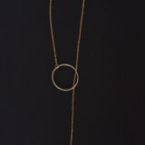 Minimal long necklace with gold plated circle