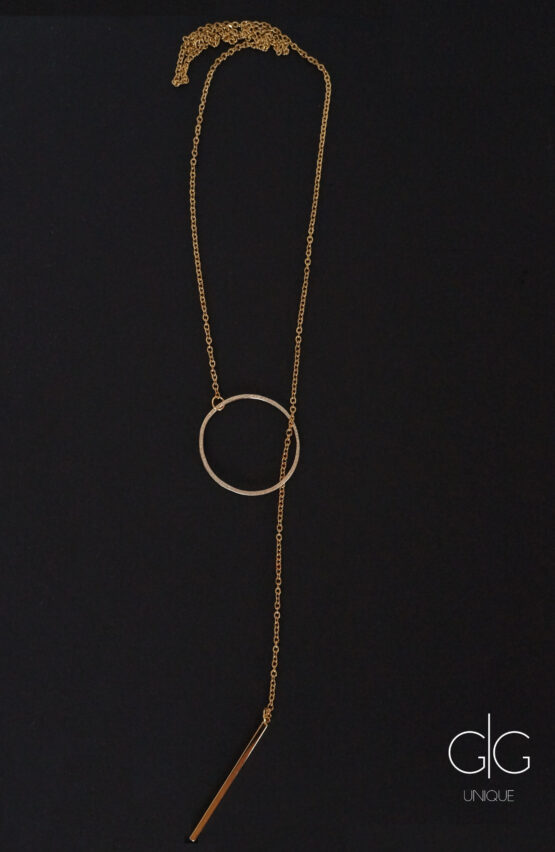 Ilgas minimalistinis auksu dengtas kaklo papuošalas su žiedu