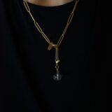 Mountain crystal gold plated big chain necklace GG UNIQUE