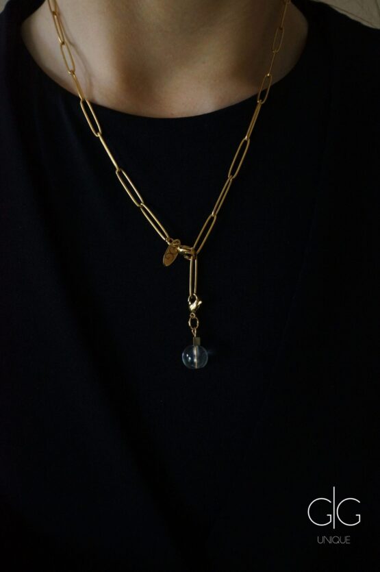 Mountain crystal gold plated big chain necklace GG UNIQUE