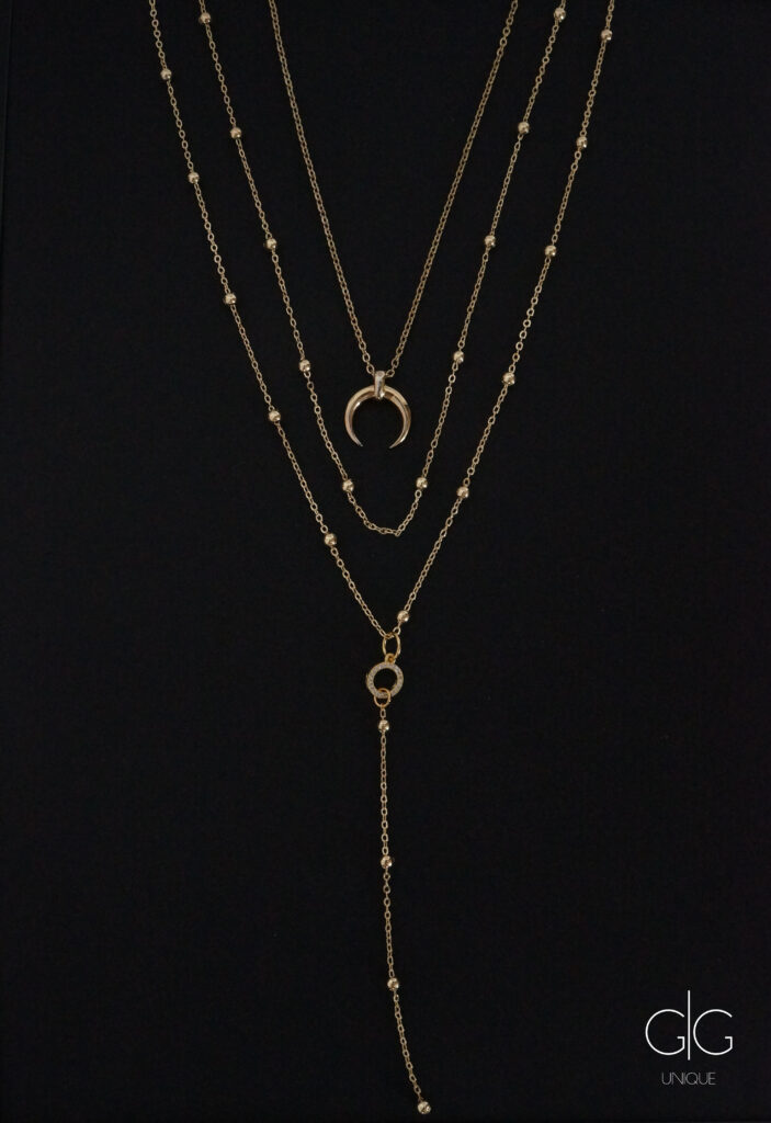 Gold plated three layer horn necklace GG UNIQUE