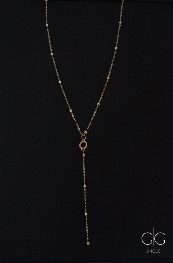 Long gold plated necklace with small circle - GG UNIQUE
