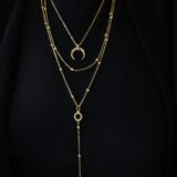 Gold plated three layer horn necklace GG UNIQUE