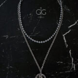 Double layer hematite stone necklace with a coin - GG UNIQUE