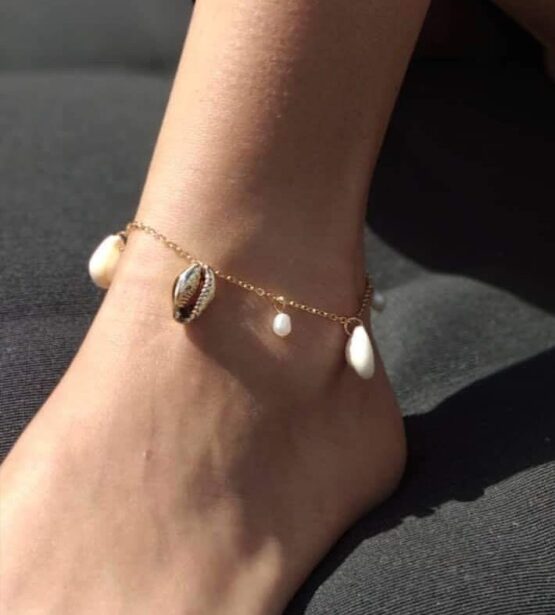 Beachy anklet with natural gold plated shells - GG UNIQUE