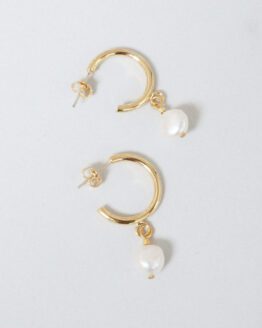 Mini golden hoop earrings with fresh-water pearls - GG UNIQUE