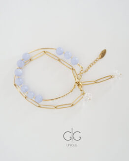 Double layer stainless steel violet stones bracelet - GG UNIQUE