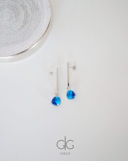 Silver color hanging blue eye earrings - GG UNIQUE