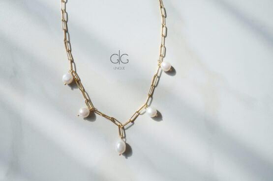Stylish massive chain with big freshwater pearls - GG UNIQUE