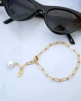 Gold-filled chain bracelet with a freshwater pearl - GG UNIQUE