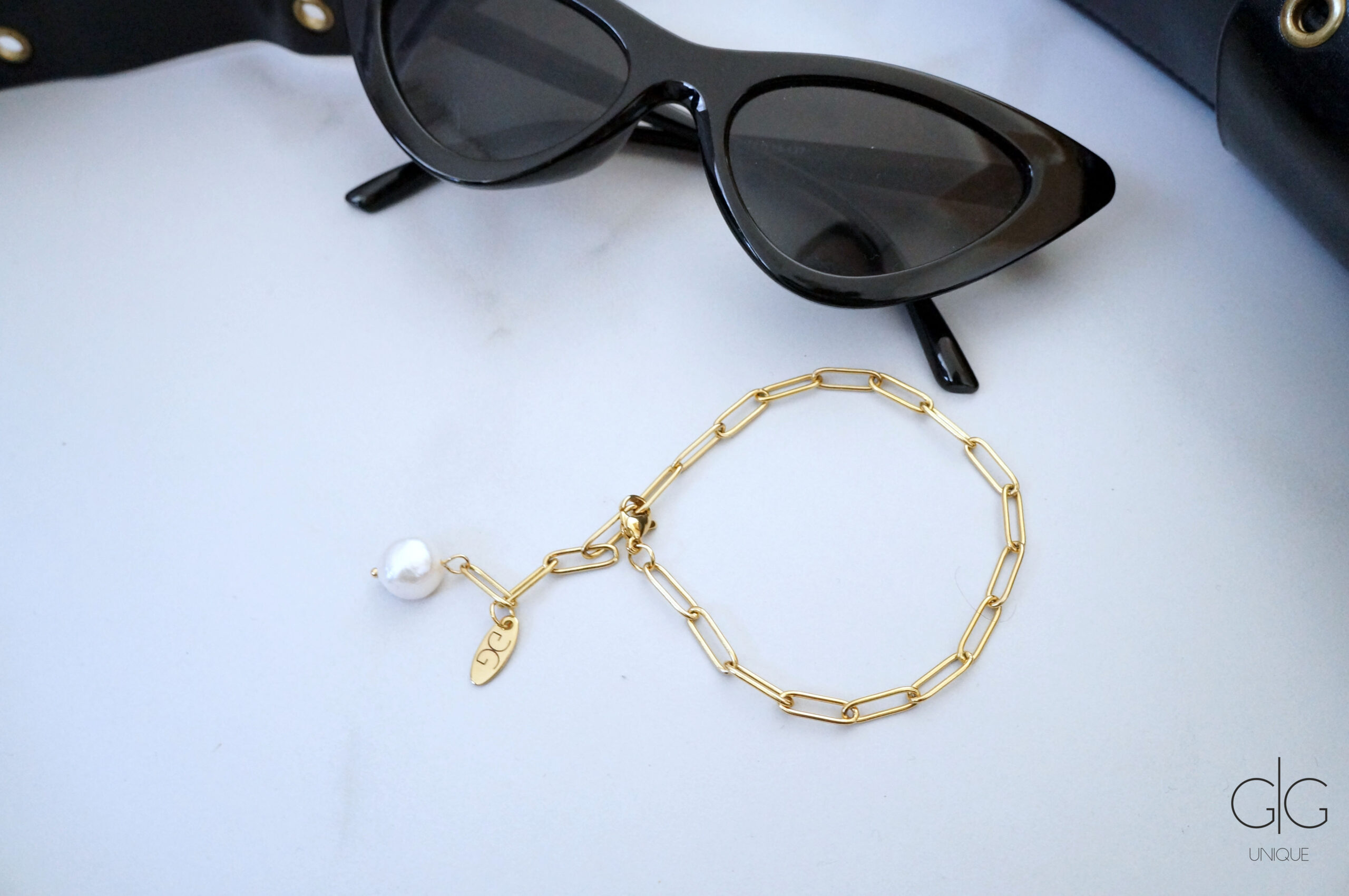 Gold-filled chain bracelet with a freshwater pearl - GG UNIQUE