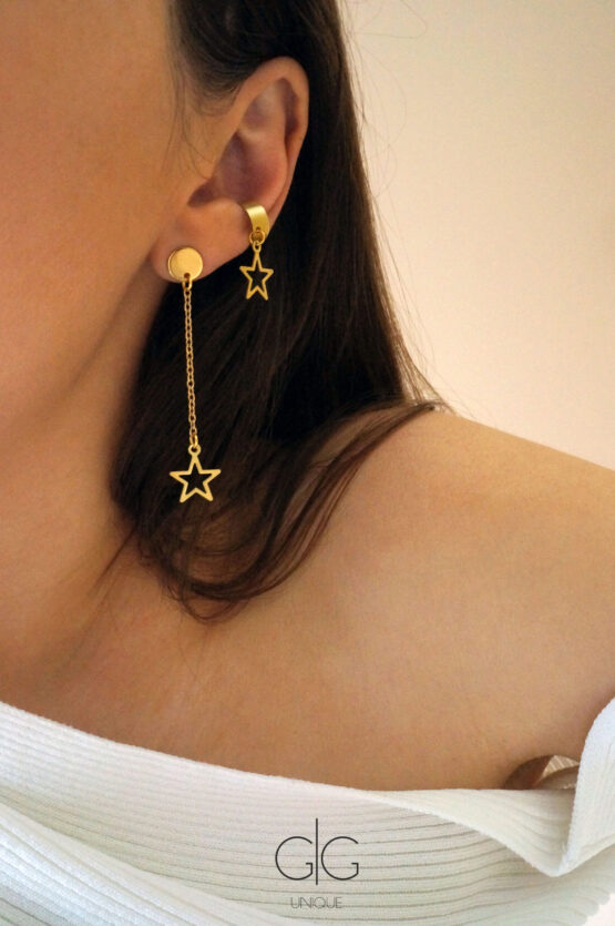 Gold color star and ear cuff set
