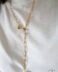 Long square gold plated necklace with a pearl - GG UNIQUE