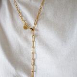 Long square gold plated necklace with a pearl - GG UNIQUE