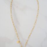 Long square gold plated necklace with a pearl - GG UNIQUE