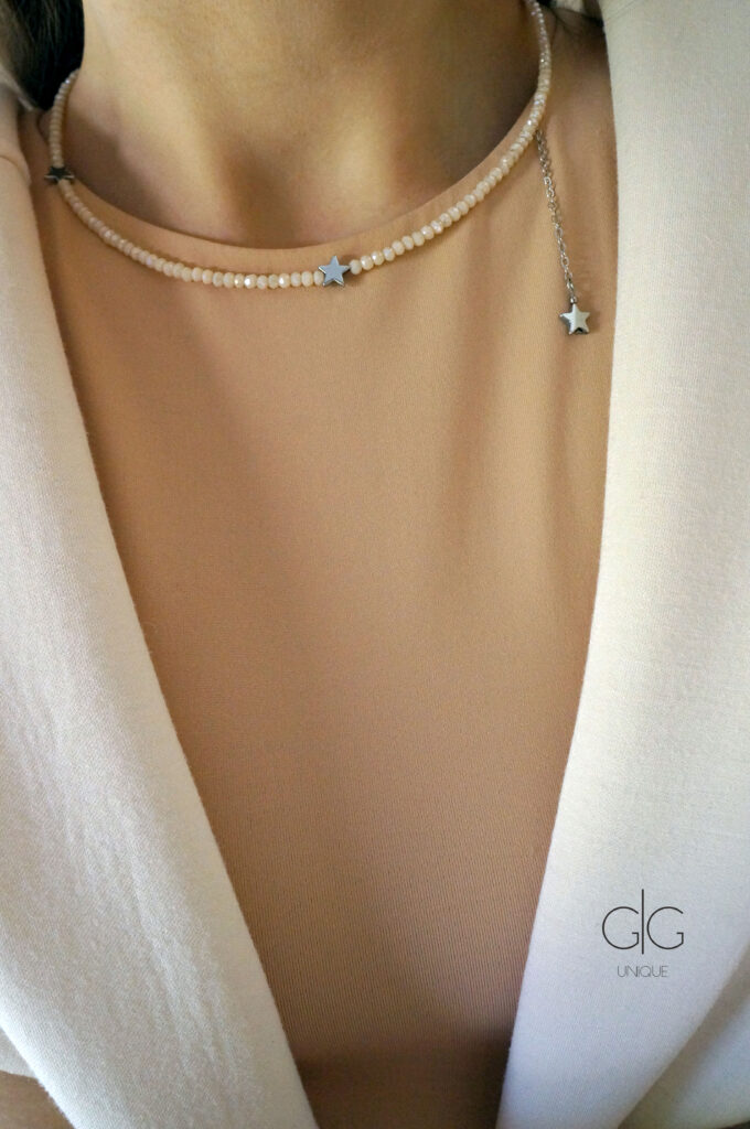 Star necklace with crystals nude color - GG UNIQUE