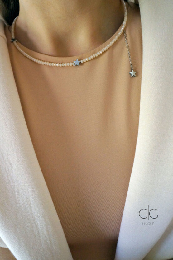 Star necklace with crystals nude color - GG UNIQUE