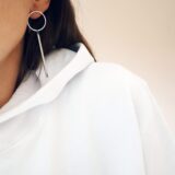 Circle and long bar earrings silver color - GG UNIQUE