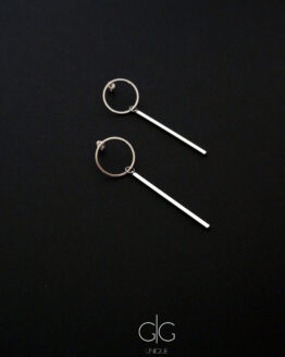 Circle and long bar earrings silver color - GG UNIQUE