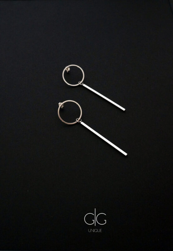 Circle and long bar earrings silver color - GG UNIQUE