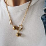 Gold color locker necklace with stone bubbles - GG UNIQUE