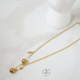 Gold color locker necklace with stone bubbles - GG UNIQUE
