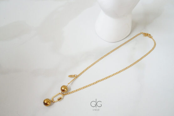 Gold color locker necklace with stone bubbles - GG UNIQUE