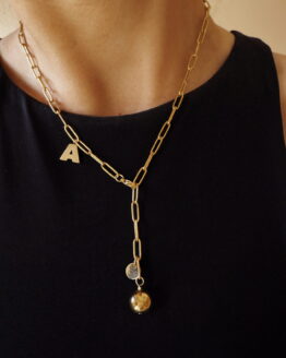 Hanging letter necklace with stone bubble - GG UNIQUE