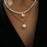 Freshwater pearl necklace with pearl pendants - GG UNIQUE