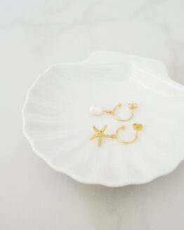 Gold color earrings with sea star and pearl - GG UNIQUE