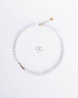 Large pearl necklace with hematite stones - GG Unique