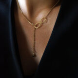 Minimal infinity necklace with hematite stone - GG UNIQUE
