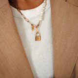 Freshwater pearl necklace with locker pendant - GG UNIQUE