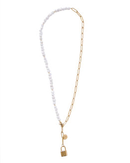 Freshwater pearl necklace with locker pendant - GG UNIQUE