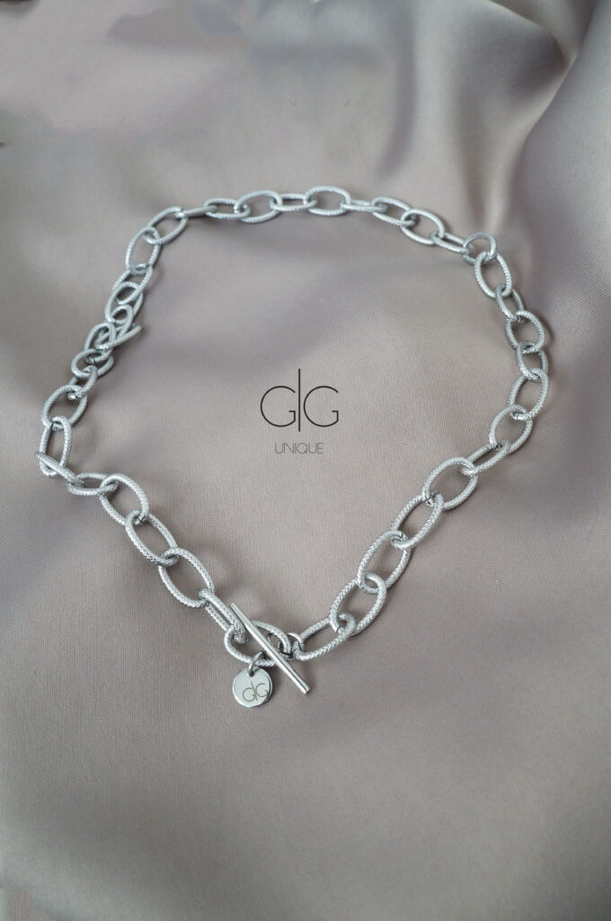 Large trendy silver chain necklace - GG UNIQUE