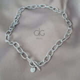 Large trendy silver chain necklace - GG UNIQUE