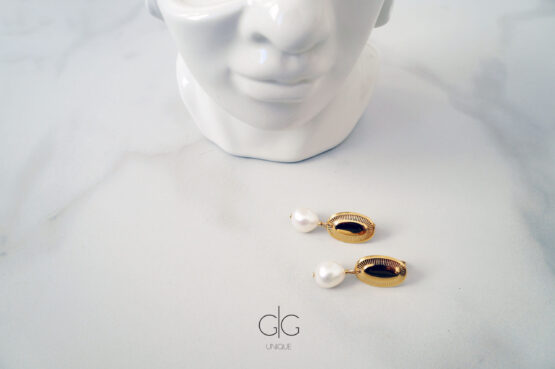 Vintage freshwater pearl earrings in gold - GG UNIQUE